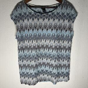 Lindex Womens Top Chevron Knit Blue L/XL Casual Workwear